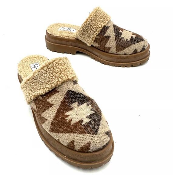Jessica Simpson Ebriya Aztec Platform Slip On Mule Brown Beige Womens Size 9M - Picture 2 of 11